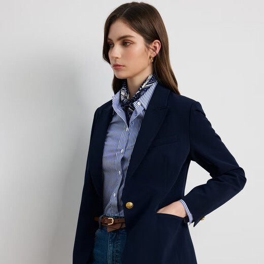 Scofield Женский темпераментный костюм на рабочем месте с одной пуговицей, поясная куртка с жесткими подплечниками, осень 2025, новый продукт, темно-синий M 165