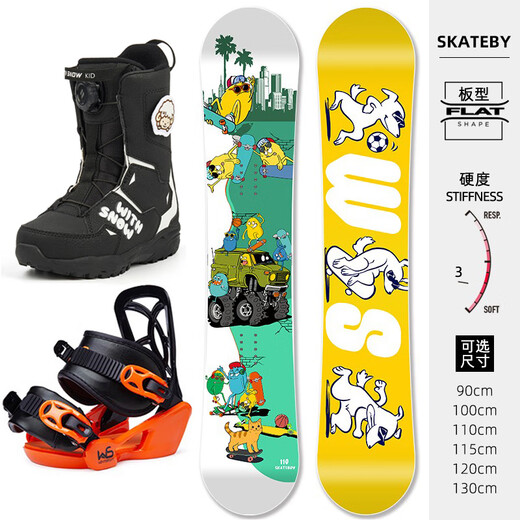 WS SnowboardsWS Snowboard Kinder Snowboard Set Komplettset Skischuhe Bindungen Snowboard Set Kinder und Jugendliche Snowboard E1 Set 90cm