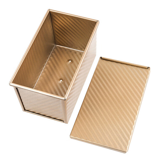 Jidaocook rectangular toast mold non-stick corrugated toast box bread mold oven household food grade baking tools 450g toast mold with lid and oil brush