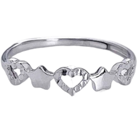 CHINA GOLD Platinum Hollow Living Silver Star Language Heart Rhythm of Love Sparkling Star and Moon Ring Heart Charm of Love Sparkling Star and Moon Ring (approx. 1.84g)
