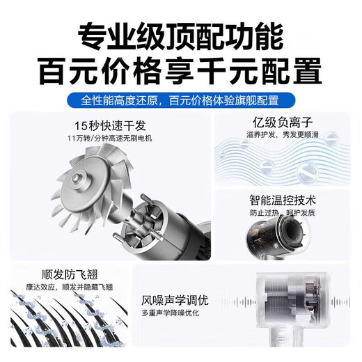 Dyson (DYSON) series of the same negative ion hair care high-speed leafless hair dryer is equipped with a household silent negative ion high-power hair dryer that does not damage hair and strong winds. Macaron-single nozzle 5 billion moisturizing negative ions
