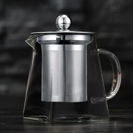 He Jiagong high borosilicate glass Tianyuan place pot stainless steel filter liner scented tea teapot high temperature resistant Pu'er teapot Tianyuan place pot 550ml