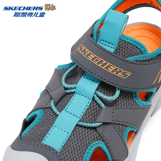 Skechers Children's Small Armor Sandals Comfortable Toe Sandals Mesh Breathable Casual Sports Shoes 407043L Boys/Charcoal Gray/Blue/CCBL 28.5