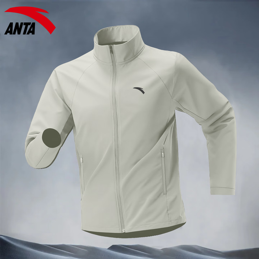 ANTA (ANTA) Velvet Jacket Men's 2025 Autumn and Winter Woven Windproof Warm Top Young Men's Cardigan Stand Collar Jacket Men's Velvet Stand Collar Style 7605-1 Floating Gray L /175 Suitable for 120-140 Jin Jin equals 0.5 kg