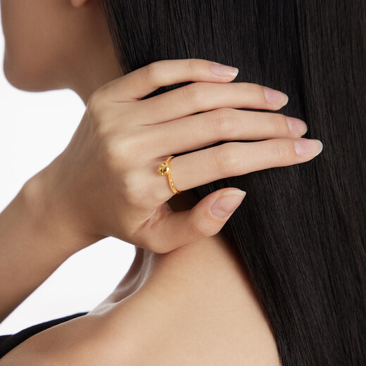 Chow Tai Fook round six-claw pure gold diamond shape ring for women EOF1535 engagement ring gift size 12, priced at about 3.50g (labor cost 420)