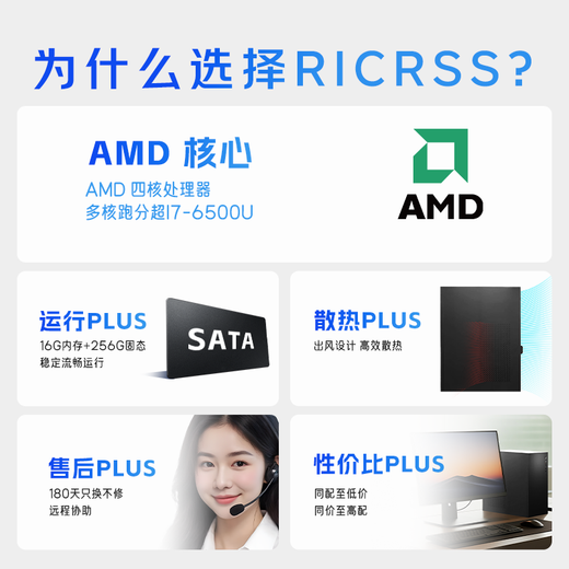 RICRSS RICRSS commercial office desktop computer host (A8-7680 16G 256G dual-band WIFI)