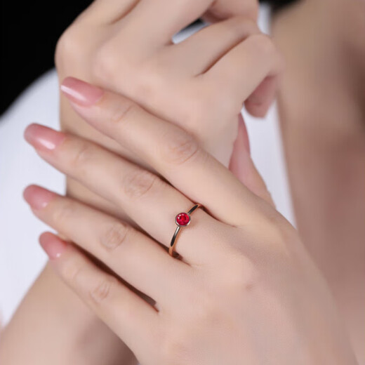 COASZE 0.4 carat pigeon blood red Burmese ruby 18K gold set with diamond ring, birthday gift for girlfriend and wife, ruby ring, size message (No. 9-20)