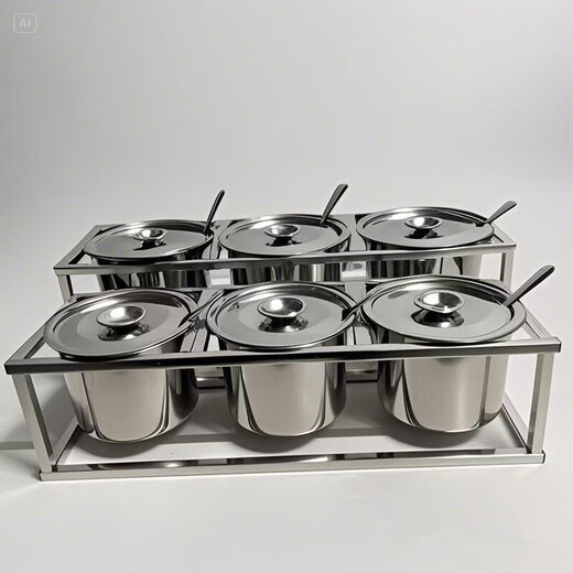 Kamanpai raised stainless steel basin with lid, commercial stall, sauce basin, stainless steel cold mix, household stainless steel sauce basin, stainless steel, non-magnetic stainless steel, white steel, separate lid opening 14cm
