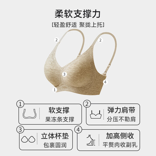 MiiOW Beautiful Back Underwear Women's Invisible Underwear Women's Push-Up Spaghetti Strap Bra Women's Autumn and Winter Warm Wireless Bra