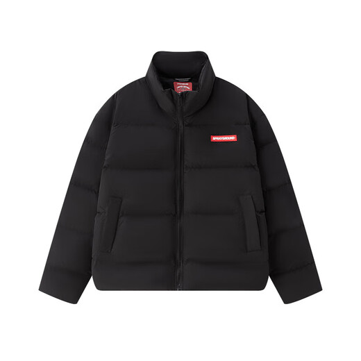 SPRAYGROUND Shark Mouth 90 White Duck Down Jacket Men's 2025 Winter Warm and Coldproof Stand Collar Couple's Bread Jacket Black 2XL