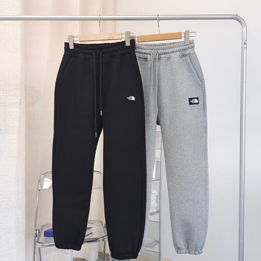 DYNAMIC NORTH 2025 Autumn and Winter Pure Cotton Sports Pants Plus Velvet Thickened Loose Casual Sweatpants for Men and Women, Versatile Outerwear for Couples, Gray M (80-100Jin Jin is equal to 0.5kg)