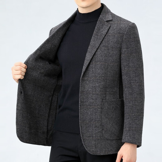 SEVEN 7 Qi brand autumn and winter double-sided cashmere suit for middle-aged men and dads woolen jacket high-end wool business casual suit 2291 black double-sided woolen M 170/48