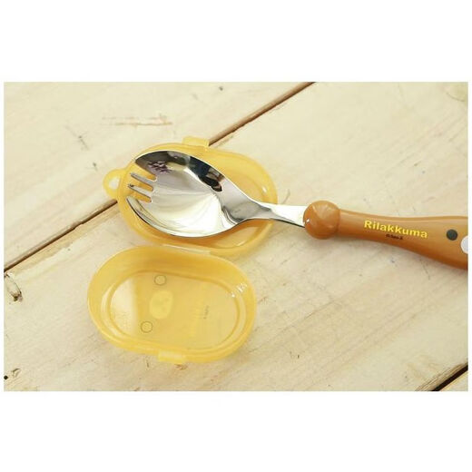Bear (Bear) rilakkuma stainless steel fork spoon children's tableware portable feeding spoon 3 years old and above brown bear fork spoon