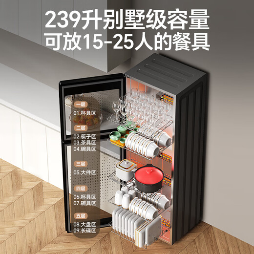 Canbo Disinfection Cabinet Household Vertical Disinfection Cupboard Large Capacity Commercial Tableware Storage Disinfection Cabinet Double Door High Temperature Two-Star Cupboard National Subsidy XDZ239-C19