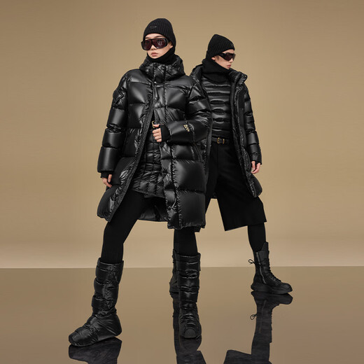 Govan Black Gold Goose Down Jacket Pioneer 5.0 Six-Gate Uniform Style for Men and Women 25 Years New Mid-Length Puff Down Jacket Black S