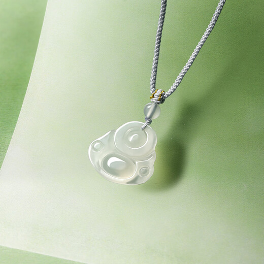 Saturday Blessing White Moonlight Chalcedony Buddha Necklace Men's and Women's Pendant Birthday Gift J0414089 Color Rope