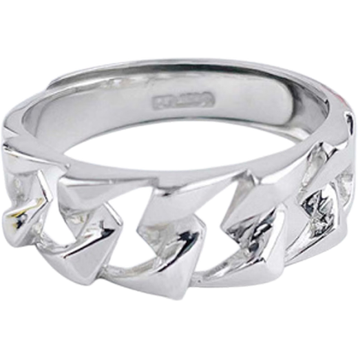 Laofu gold platinum solid live S-shaped chain ring for men, personalized trendy unisex ring mother and lover's birthday Mid-Autumn Festival gift Platinum solid live S-shaped chain ring (approximately 7.04g)