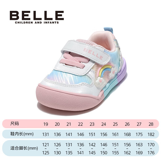 Belle Children's Shoes 25 Autumn and Winter New Baby Shoes Girls Toddler Shoes Baotou Anti-Kick Baby Sports Shoes White/Pink 25