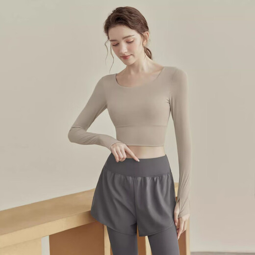 Kashiwa Chao Youyou Yoga Wear Women's Autumn and Winter New Sports Top with Breast Pad Feeling Running Pilates Training Fitness Wear Ginkgo Ultra-Stable Fixed Cup S Recommended Weight 95Jin Jin is equal to less than 0.5kg