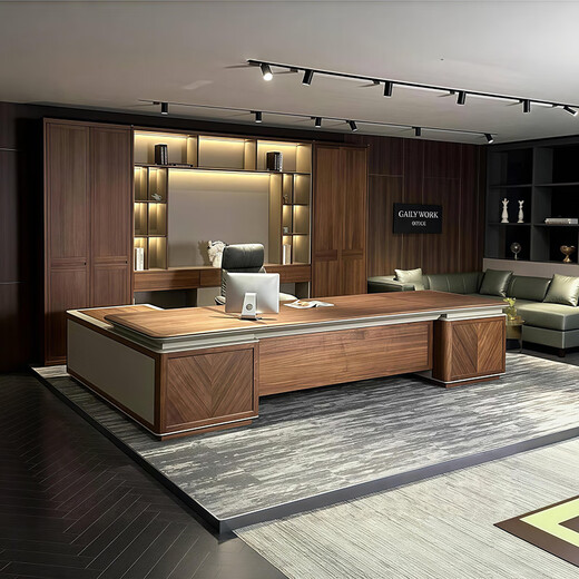 Qiheng (XIIBLC) solid wood desk boss desk 2025 new black walnut executive desk general manager office furniture high-end 2.0 meter desk FAS grade ash