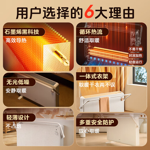 Midea's newly upgraded graphene heater household heater bathroom electric heater energy-saving electric heater whole house large area heating European fast heating furnace HDT22TL