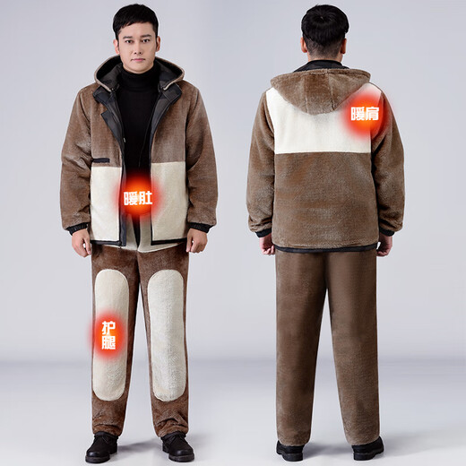 励阳2025新款迷彩皮衣男外套冬季加绒加厚防水防油工作服皮衣皮裤套装 迷彩护肩护肚皮衣 5XL 【180-200斤】