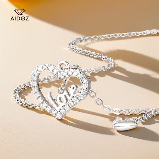 Aido diamond pt950 platinum love necklace women's fashion platinum love love moissanite light luxury chain LOVE platinum love necklace (inlaid with moissanite diamond) + matching + rose gift box