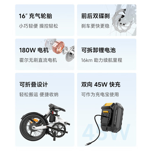 Baicycle Xiaobai F1 Xiaomi Ökokettiger ultraleuchter elektrischer Strom hilft dem Fahrradtransport dreifache Elektrofahrrad Tragbares abnehmbar