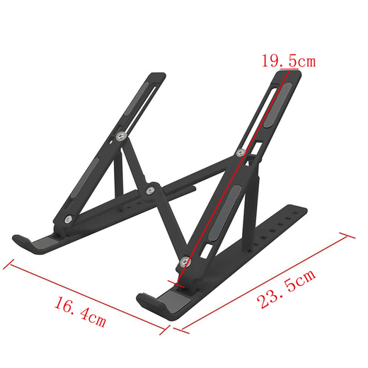 Support pour ordinateur portable, dissipation thermique, support de bureau, support pliable, suspension portable en alliage d'aluminium, support surélevé réglable, ordinateur portable de jeu pour tablette, placement de bureau de levage et d'abaissement, modèle standard - plastique ABS de petite taille, noir, ne prend en charge que les téléphones mobiles et les tablettes