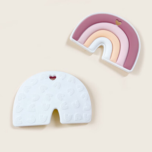 Rainbow chewable baby anti-biting hand food-grade children's oral molar stick can be boiled silicone teether dark blue 1 pack