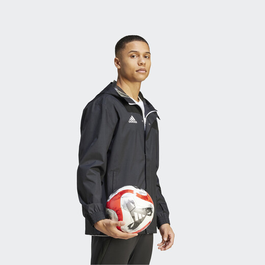 Adidas football training sports hooded jacket men's autumn Adidas official IK4010 black XL