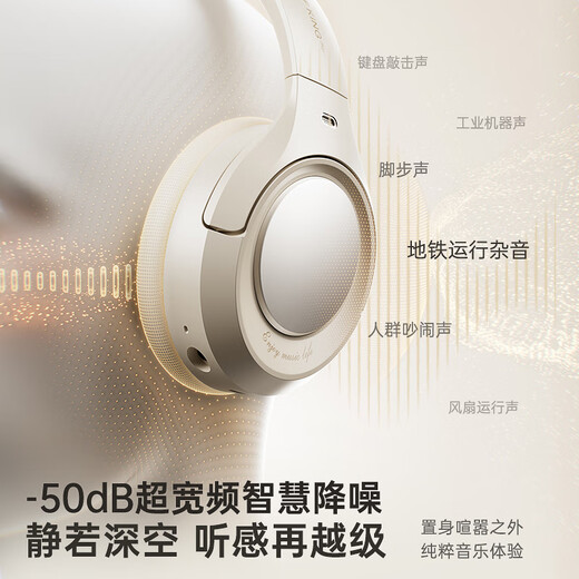 IKF King Pro3.0 Double Gold Label LDAC High Resolution Head-mounted Active Noise Reduction Bluetooth Headset New Wireless Wired Gaming Low Latency Super Long Battery Life Yunyan White