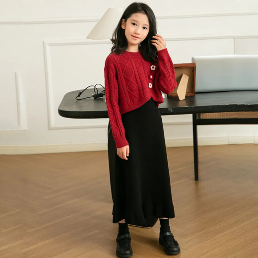 Little Bear Elf (xiaoxiongjingling) parent-child mother-daughter dress two-piece suit Chinese New Year autumn and winter high-end family of three or four red national style sweater men's single top / women's two-piece set 190 mother size 3XL (recommended weight 155-170 Jin Jin is equal to 0.5 kg)
