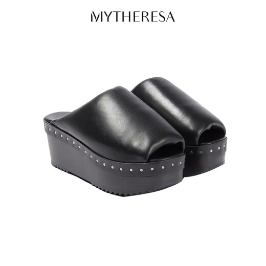 RICK OWENS New Year's Gift Women's Padded Leather Platform Sandals P00751496 Black 37 CN 37