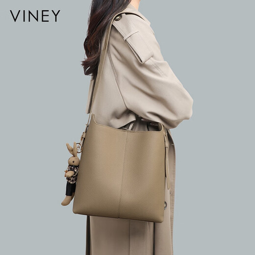 Viney cowhide bag women's bag large capacity bucket bag light luxury crossbody one-shoulder birthday gift high-end gift for girlfriend and wife