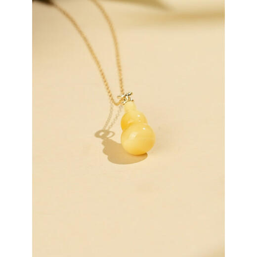Yuze natural Russian material beeswax amber gourd pendant silver inlaid diamond white flower wax Fulu necklace women's loose beads diy silver inlaid flower amber gourd pendant