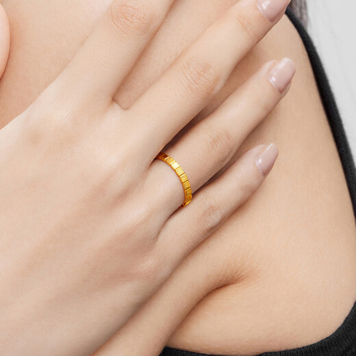 Lukfook Jewelry Pure Gold Geometric Square Gold Ring Closed Ring Price Size 14 - About 2.45g