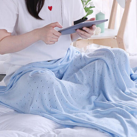 Yusenyi summer baby good family ice silk blanket bamboo fiber children's knitted blanket kindergarten summer cool quilt breathable cover blue 115 points 15