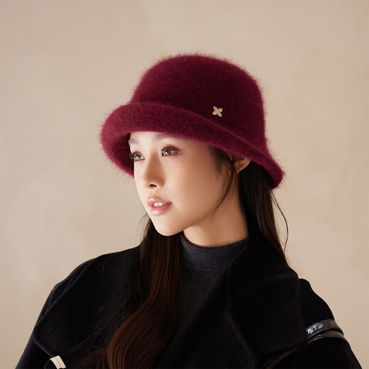 Rabbit fur fisherman hat women's autumn and winter new style face-showing small knitted curling top hat outdoor versatile fashionable warm hat beige one size