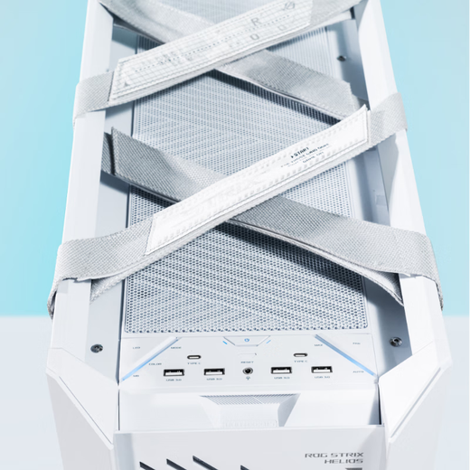 ASUS ROG GX601S aktualisierte Version des weißen Helios-Gehäuses, Außenrahmen aus Aluminiumlegierung/Standard-Hochleistungslüfter/Grafikkarte, werkzeuglose Installation