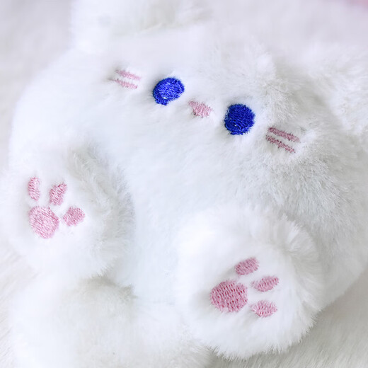Cute kitten plush doll pendant, cartoon squeaking mobile phone plush pendant, cute doll bag pendant, white, free mobile phone clip + buckle