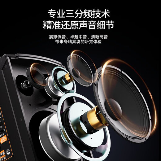 Manlong's new K-715 audio outdoor K-song live broadcast singing high-power square dance lever three-way speaker K-712 audio 12 inches + dual microphones + gift package