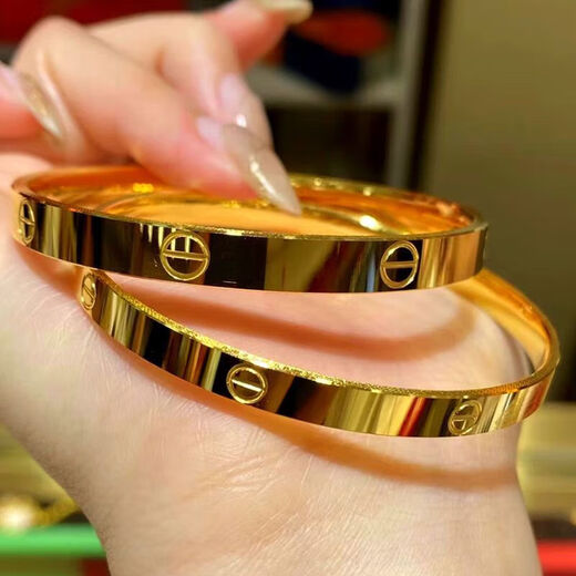 Zhou Ke Old Phoenix Gold Store Yellow I Glossy Bracelet Women's 999 Pure Gold Pure Silver Solid Pure Gold Silver-wrapped Bracelet Free