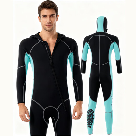 Citoor hooded wetsuit for men 3/5/7MM warm winter swimsuit, cold-proof wet surfing suit, snorkeling one-piece wetsuit for women, 5mm explosion-proof steel puller S (height 150-160CM, weight 45-52KG)