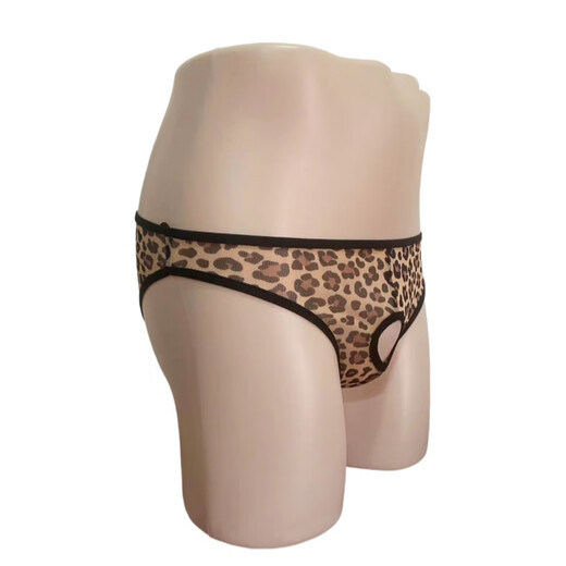 Leopard print men's underwear low-waisted hollow breathable sexy men's thong free pants one size one size