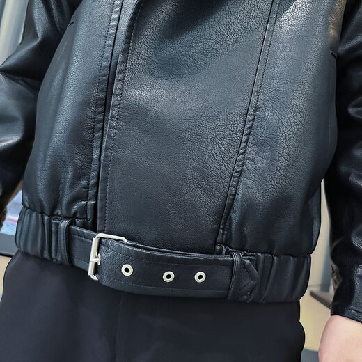 Jason leather jacket men's autumn and winter trendy brand short motorcycle men's tops 2025 new trend handsome leather jacket JK244 black M