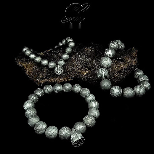 Buhesytbhiodha Swedish M nickel iron meteorite beads sky iron round beads Mandela iron meteorite bracelet cosmic gift ornament 50.4MM523G