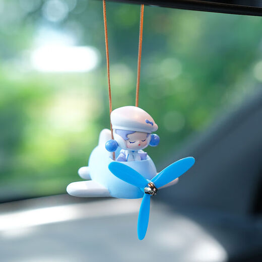 Yusenyi Bubble Mart small airplane car trailer rearview mirror pendant 2025 car interior decoration pendant small sweet bean pink baby purple airplane pendant