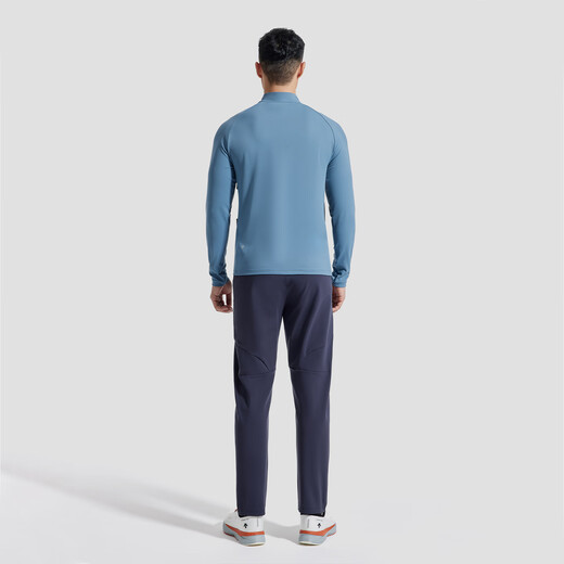 SOSOLEMON autumn and winter running sweatshirt half-zip cycling fitness running tennis moisture-wicking sports long-sleeved quick-drying t-shirt fog blue L