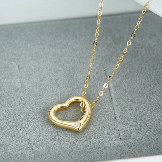 Weiyang quality 18K gold necklace for women AU750 heart-shaped color gold diamond pendant single pendant love rose gold 18K heart-shaped chain diamond Lao Fengxiang quality